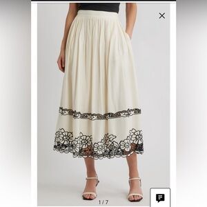 New The Poppy Embroidered Maxi Skirt Elie Tahari